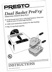 Instruction Manual for DualDaddy<sup>®</sup> electric deep fryers - Deep  Fryers - Presto®