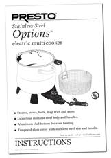 Instruction Manual for the Presto® 6 Qt. Stainless Steel Options