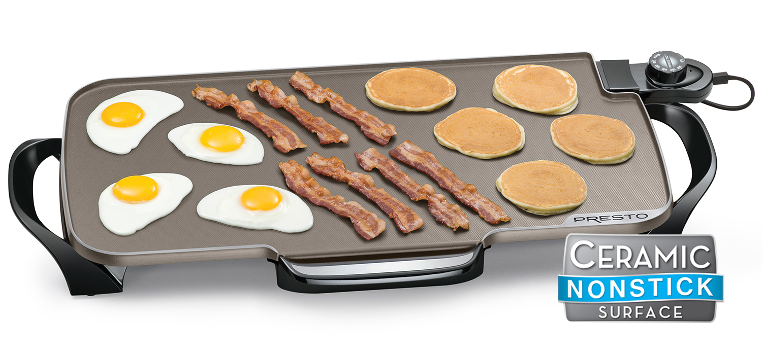 Presto 07062 Ceramic 22-inch Electric Griddle with removable handles Black 