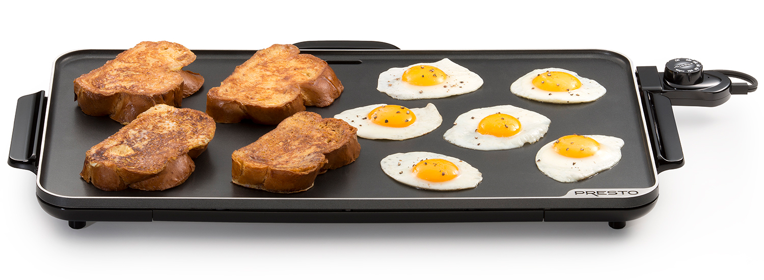 Presto Slimline Griddle, Black, 22“ & 06857 16-inch Electric Foldaway  Skillet, Black