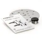The pressure regulator, instruction book, and cooking rack of the 4-Quart Stainless Steel Pressure Cooker.