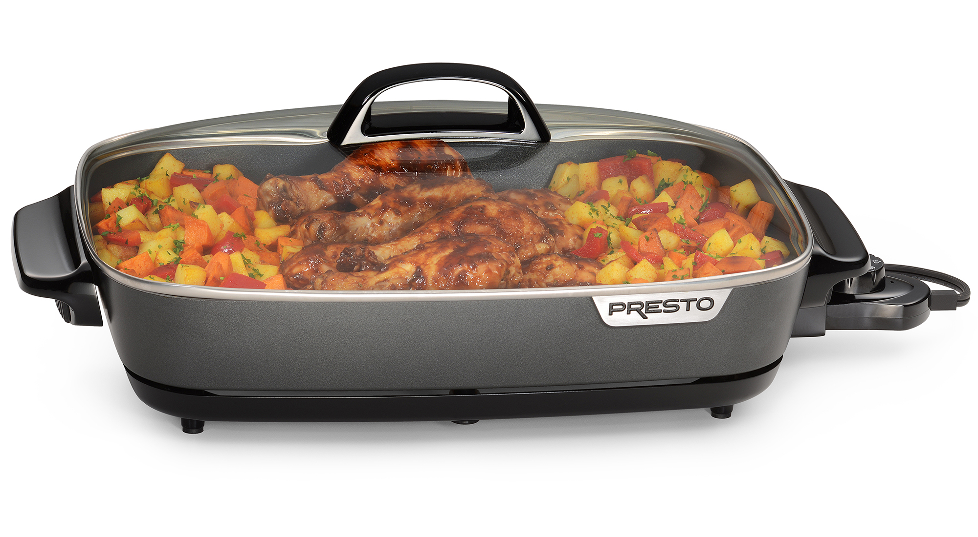 Presto Electric Skillet 1500 W 16 In. Cast Aluminum, Non-Stick Inside &  Out, With Glass Cover
