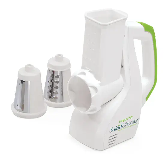 02910 SaladShooter&reg; electric slicer/shredder with processing cones.