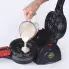 The Stuffler stuffed waffle maker with the cover open as batter is poured onto the cooking grid.