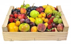 Crate of fruits and berries
