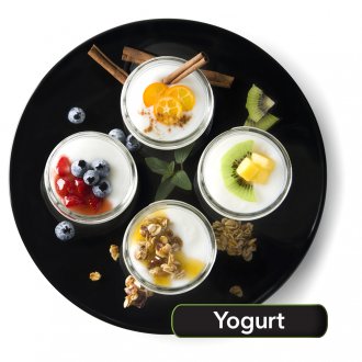 Yogurt cups on a plate
