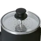A close-up of the cover of the Cordless-serve 12-cup Stainless Steel Coffee Maker.