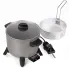 The Kitchen Kettle deep fryer/multi-cooker with the glass cover on and the basket and heat control to the right side of the unit.