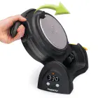 The FlipSide Belgian Waffle Maker showing how the unit flips.