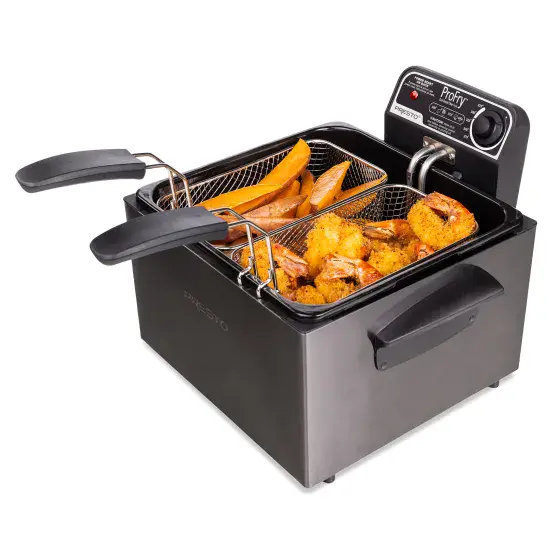 05489 Black Stainless Steel Dual Basket ProFry immersion element deep fryer.