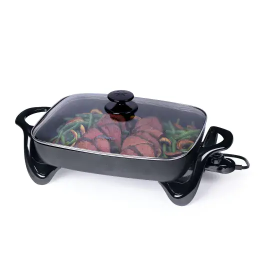 06852 16-inch Electric Skillet with glass cover.