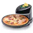 The Pizzazz Plus rotating pizza oven with a different pizza cooking on the baking pan.