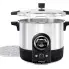 Presto Precise 16-Quart Digital Pressure Canner with the cover open and the canning rack along side.