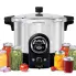 The Presto Precise 16-Quart Digital Pressure Canner with seven jars of canned food.