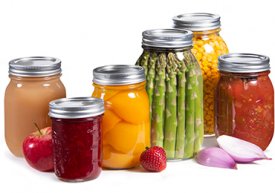 Canned food in jars