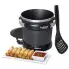 The FryDaddy® electric deep fryer with a plate of egg rolls in the foreground.