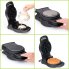 A four section montage showing the steps in making a waffle using the Flip Belgian Waffle Maker.