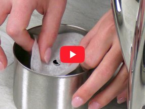 Link to a video showing how to install a disc-style coffee filter in a Presto Stainless Steel Coffee Maker basket.