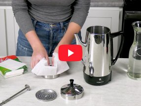 Link to a video showing how to install a wraparound coffee filter in a Presto Stainless Steel Coffee Maker basket.