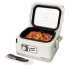 The Presto Nomad Traveling Slow Cooker with the cover open and brats in the pot.