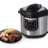 The Presto® Electric Pressure Cooker Plus and a plate of pressure cooked food.