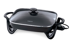 0685202 16-inch Electric Skillet with glass cover.