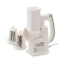 0291003 SaladShooter&reg; electric slicer/shredder with processing cones.