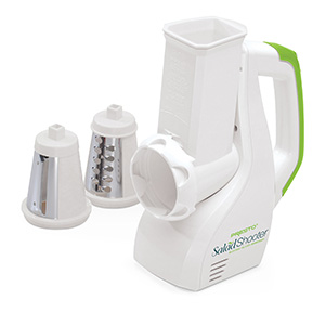 0291005 SaladShooter&reg; electric slicer/shredder with processing cones.