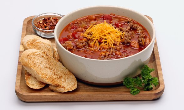 Firefighter's chili in a bowl.
