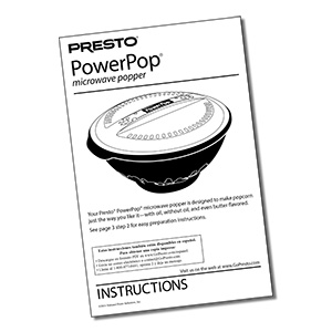 Instruction Book for the microwave popper - Service Parts - Presto®
