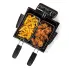 An overhead view of the Dual Basket ProFry immersion element deep fryer with the cover off. Fried foods are in the baskets.