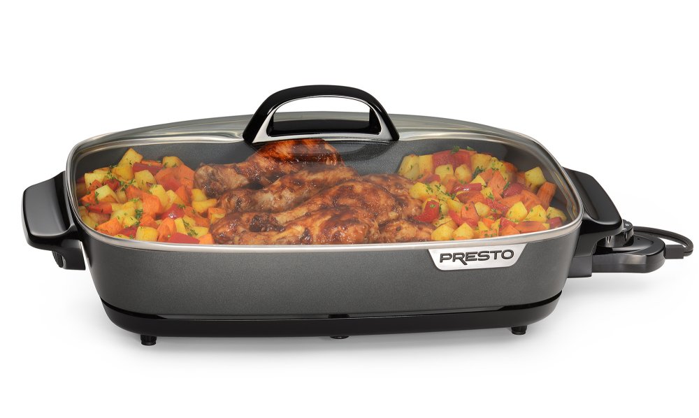06858 16-inch Electric Slimline Skillet with Glass Cover.