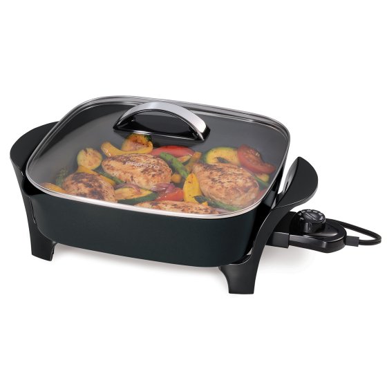 07117 12-inch Electric Skillet with Glass Cover.