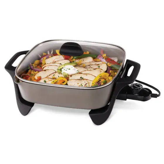 07120 12-inch Electric Skillet with Glass Cover.