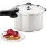 The 8-Quart Aluminum Pressure Cooker with ruby pears.