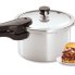The 4-Quart Aluminum Pressure Cooker with a pulled pork sandwich.