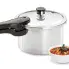The 4-Quart Aluminum Pressure Cooker with a bowl of soup.