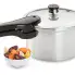 The 4-Quart Aluminum Pressure Cooker with vegetables in a bowl.