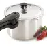 The 4-Quart Aluminum Pressure Cooker with two chile peppers.