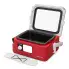 Presto 6-quart Nomad Traveling Slow Cooker with the cover open and the utensil holder on the counter in front.