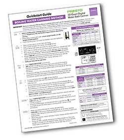 The Quickstart Guide for the Presto 30-Quart Digital Water Bath Canner.