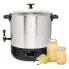 Digital Water Bath Canner with raw pears and jars of canned pears.