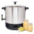 Digital Water Bath Canner with raw pears and jars of canned pears.
