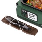 A pair of tongs in the utensil holder of the Nomad Traveling Slow Cooker.