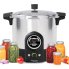 Presto Precise 23-Quart Digital Pressure Canner with six jars of canned food.