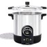Presto Precise 23-Quart Digital Pressure Canner with the cover off and the canning rack to the side.