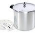 The 21-litre Induction Compatible Pressure Canner with cannimg rack and Iinstruction/recipe book.